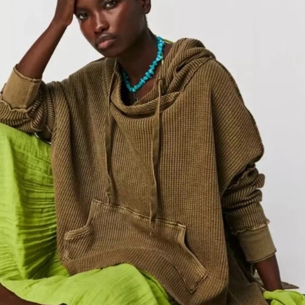 NWT Free People One Gannett Hoodie Waffle Knit